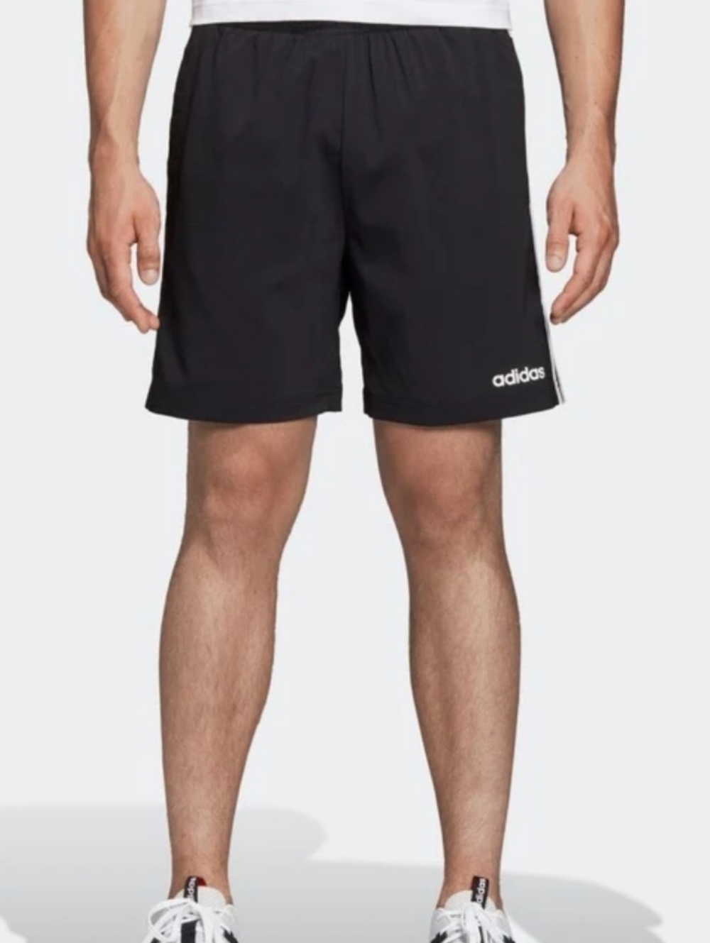 ADIDAS 3-Stripes Logo Sports Gym Black Fleece Shorts Men's Size X-Large